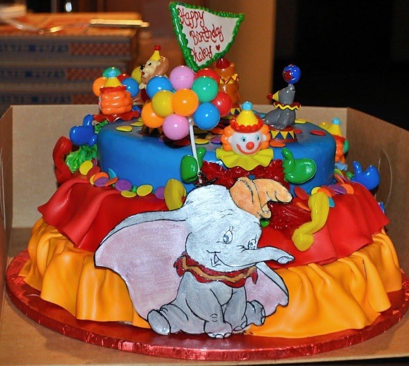 Colorful Dumbo circus birthday cake