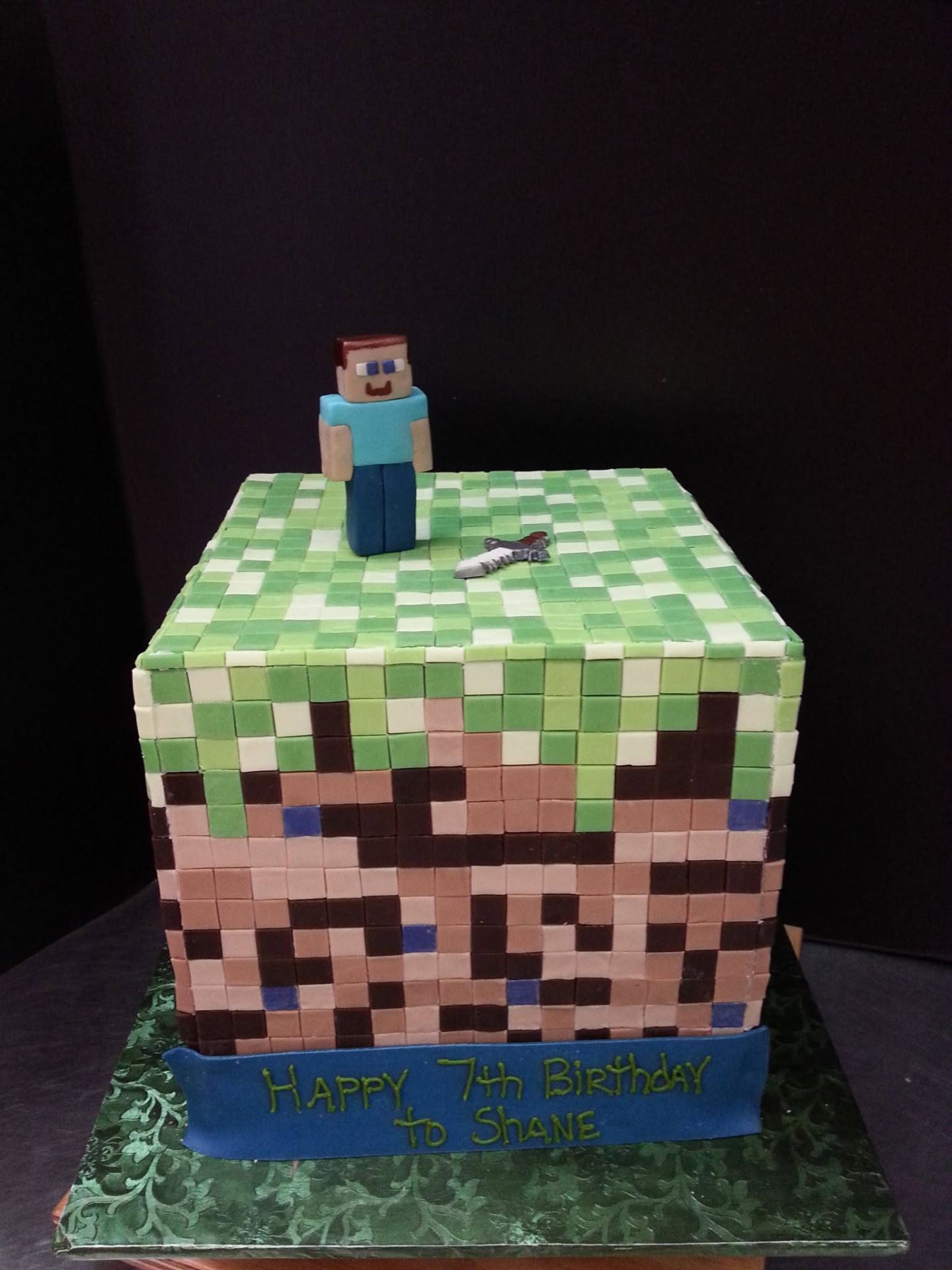 Minecraft themed pixel cake