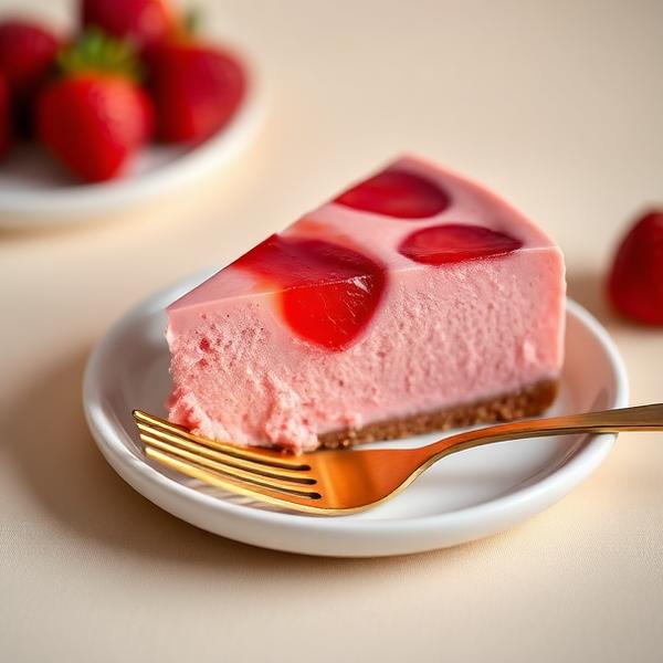 Slice of strawberry cheesecake